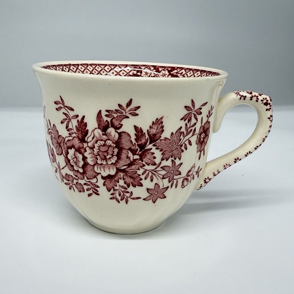 Vtg Mason’s Stratford England Red Transferware Floral Cup Mug Ironstone 3”